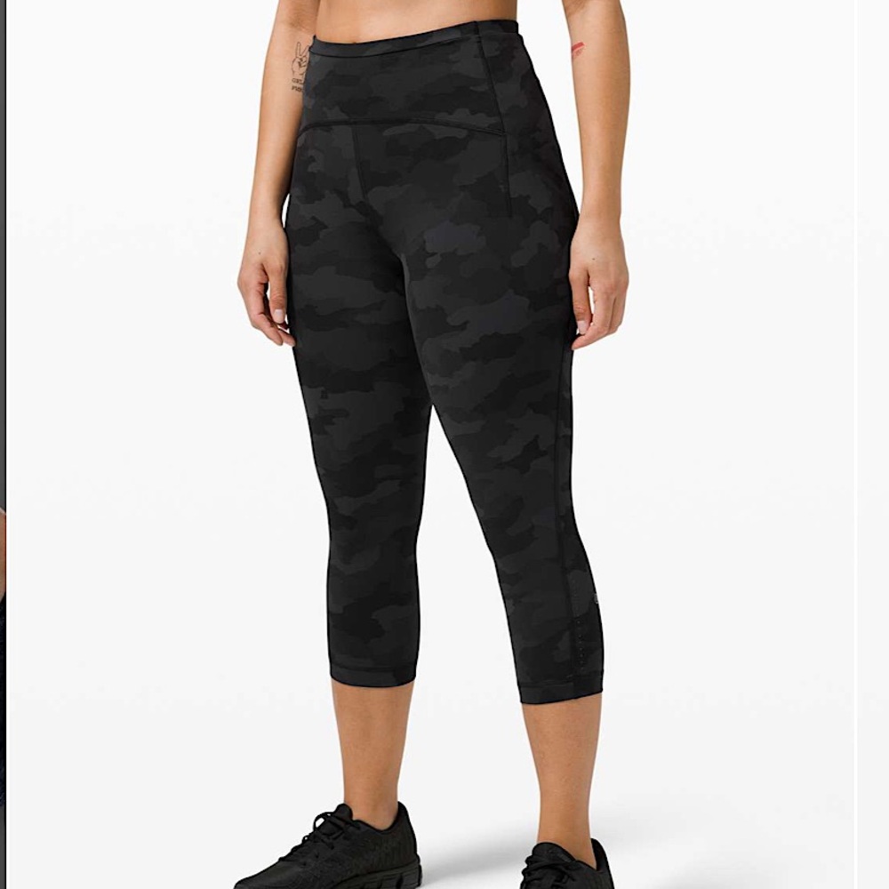Lululemon Swift Speed High-Rise Crop Pant 21" Camo Black Grey size 4